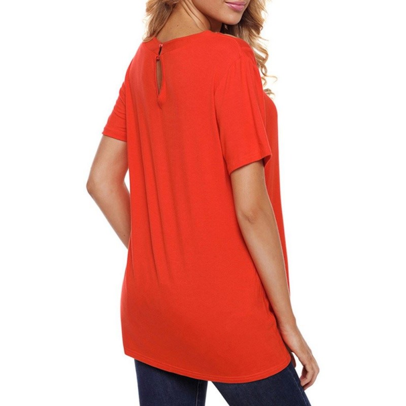 Circular Collar Hollow Short Sleeves Women's T-shi...