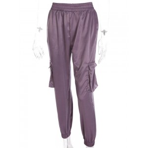 Pure Color High Waist Women's Casual Pants