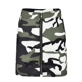 A-Line Camouflage Print Zipper Skirt