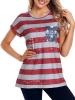 Roll Sleeves Star Stripe Print Women's T Shirt