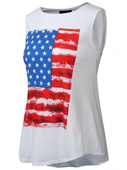 Independence Day Sleeveless Flag Printed Tank Top