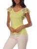 Women's Pure Color Lace V-Neck T-shirt