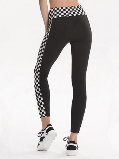 Side Grid Print Skinny Women's Leggings