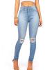 Solid Color Ripped Denim Women's Jeans