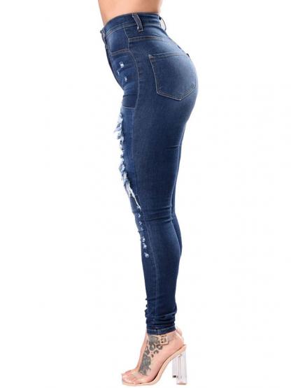 Worn Hole High Waist Women's Jeans