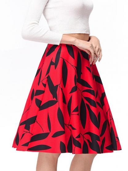 Zipper Printing Stitching Skirt