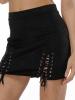 Lace Up High Wasted Suede Skirt